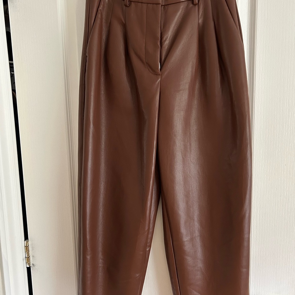 Wilfred Chocolate Faux Leather Pants